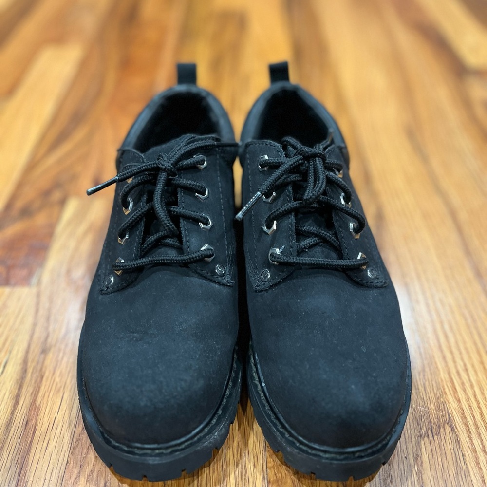 Men's Leather Skechers/Comfort Oxford’s Size 7.5 Black Color.Few Flaws see pi - Picture 2 of 10